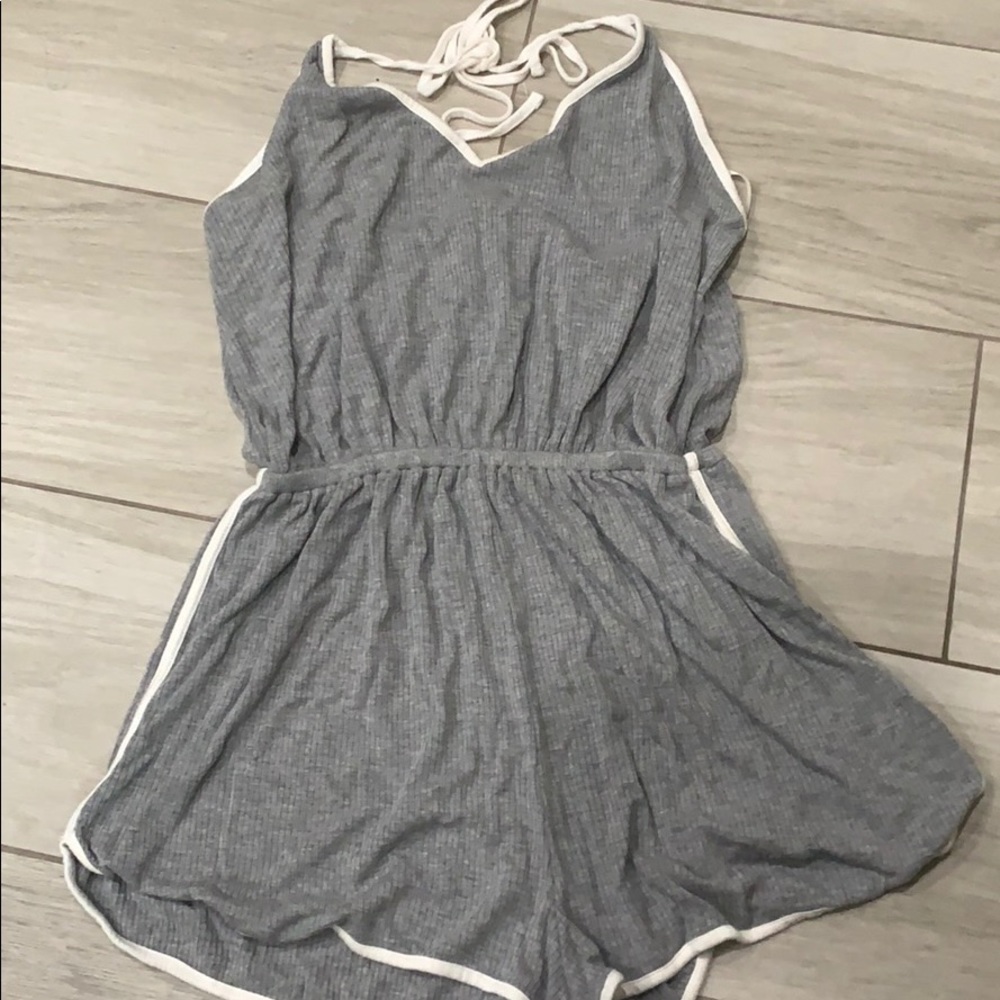 Grey and white romper